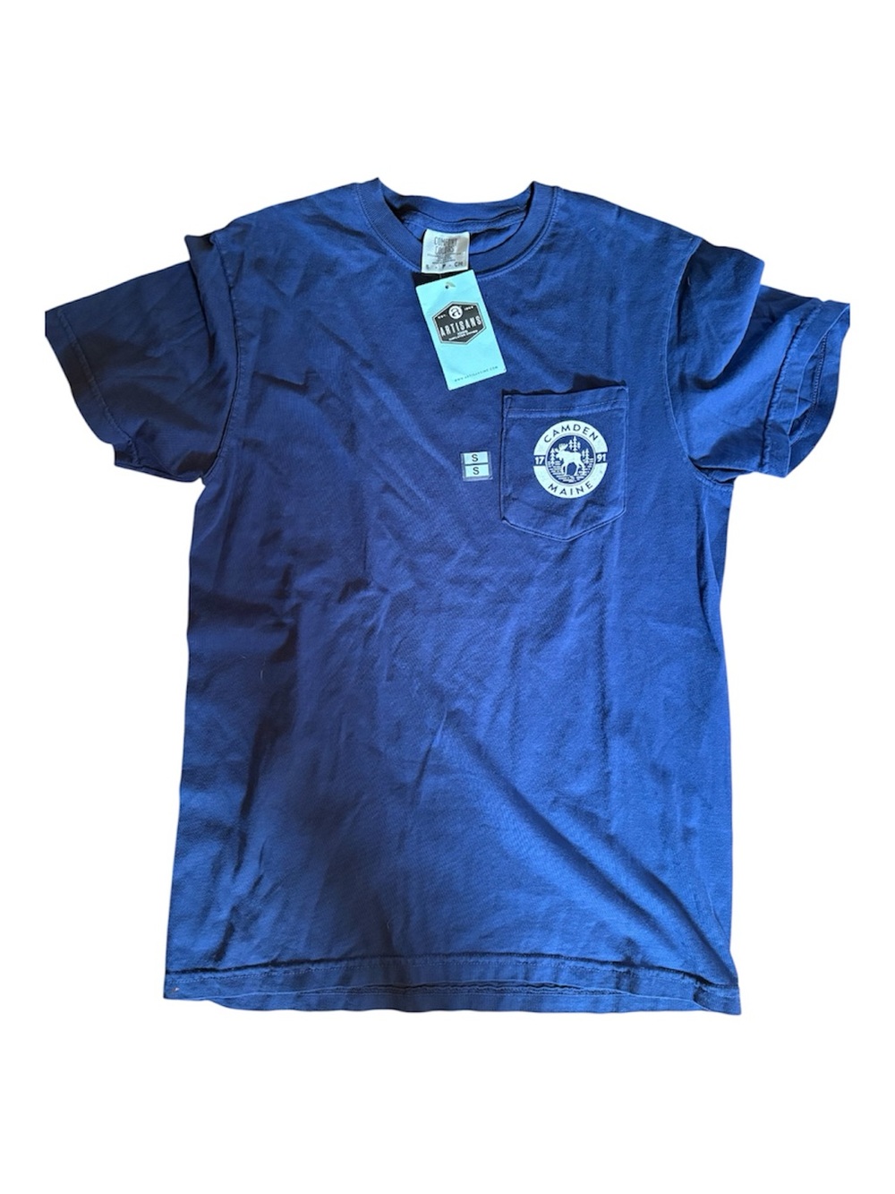 NWT Comfort Colors Maine T-Shirt Navy Blue Small Casual Coastal